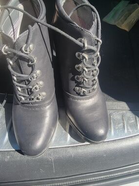 White Mountain Black Lace-Up Ankle Boots for Women